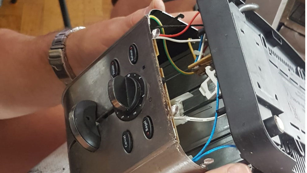 Inside a broken toaster which was taken to the Crowborough Repair Café
