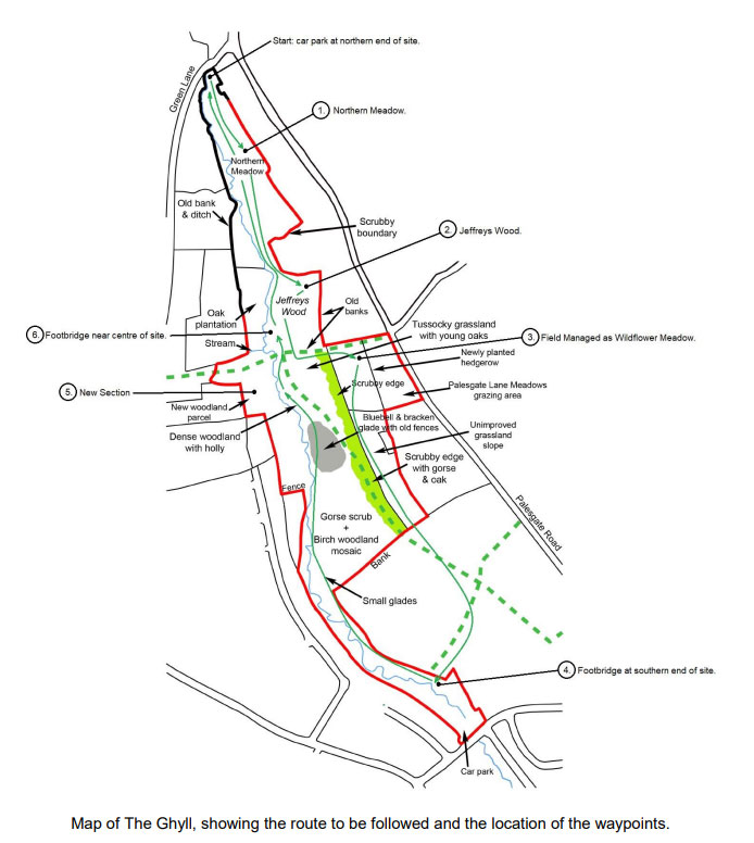 Map of The Ghyll in Crowborough taken from the Management Plan.