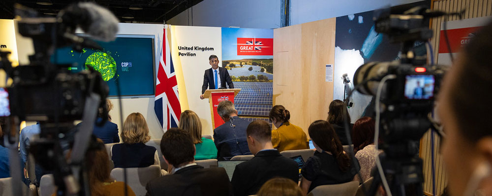 The Prime Minister Rishi Sunak holds a press conference at COP28 before delivering his National Statement to the conference.
